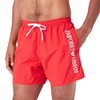 Emporio Armani Swimwear Men's Boxer Embroidery Logo Swim Trunks, Ruby