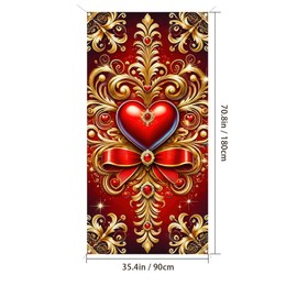 BlissYard Door Cover Decoration for Valentine’s Day Banner Gorgeous Cute Hearts and Luxury Bow Backdrop Shine Photo Background Hanging Supplies Tuba 35.5 * 71inch(90 * 180cm)