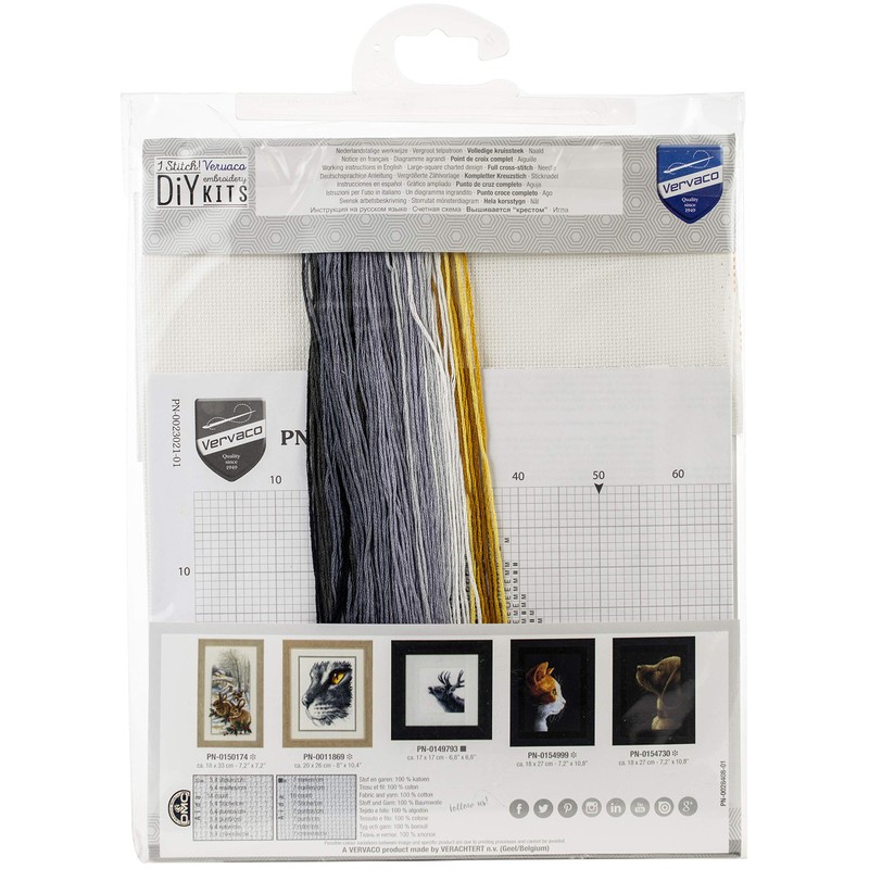 Vervaco Cross Stitch KIT, Grey Owl On Aida (18 Count),