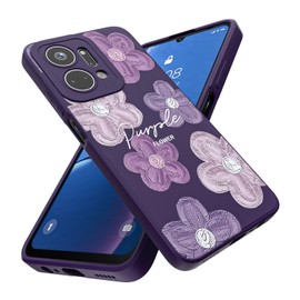 Threehao Funda para Honor X7A Case Uso Rudo, Ultra Delgado Flexible Púrpura Suave TPU Silicona Carcasa con Moda Aesthetic Dibujos Flores, Antigolpes Anti-arañazos Protectora