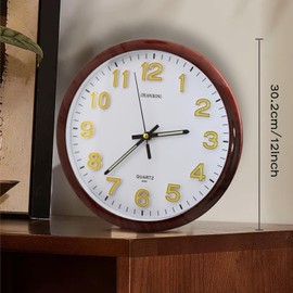 Oxmidud Glow in The Dark 3D Number Wall Clock, 12 Inch Vintage Silent Non-Ticking Battery Operated Easy to Read Retor Analog Clocks for Home Living Room Office Bedroom Decor