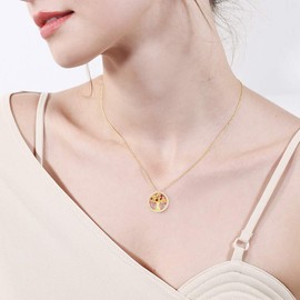 AGVANA Tree of Life Necklace, Women Earring Set,925 Sterling Silver Necklace with January Birthstone Tree Pendant Jewellery for Women Girls with Gift Box, 16"+2" Extender