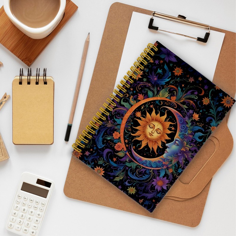 BESERH Celestial Sun and Moon Journal, Whimsical Boho Sun Moon