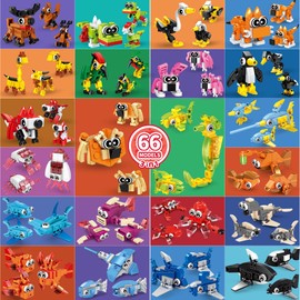 Party Favors for Boys Girls Ages 6 8 10 12, 22 Pack Animals Building Block Toy Stocking Stuffers Classroom Prizes Goodie Bags Fillers Building Set, Valentines Day Christmas Birthday Gifts for Kids