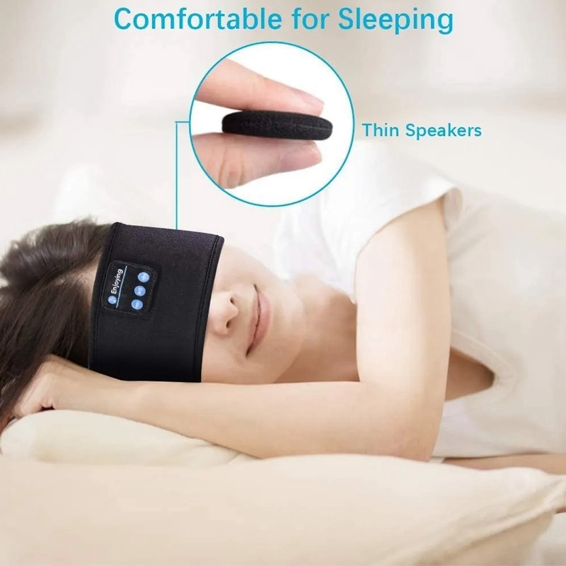 Bluetooth Sports Headband Wireless Sleep Headphones Exercise Music Headband Black