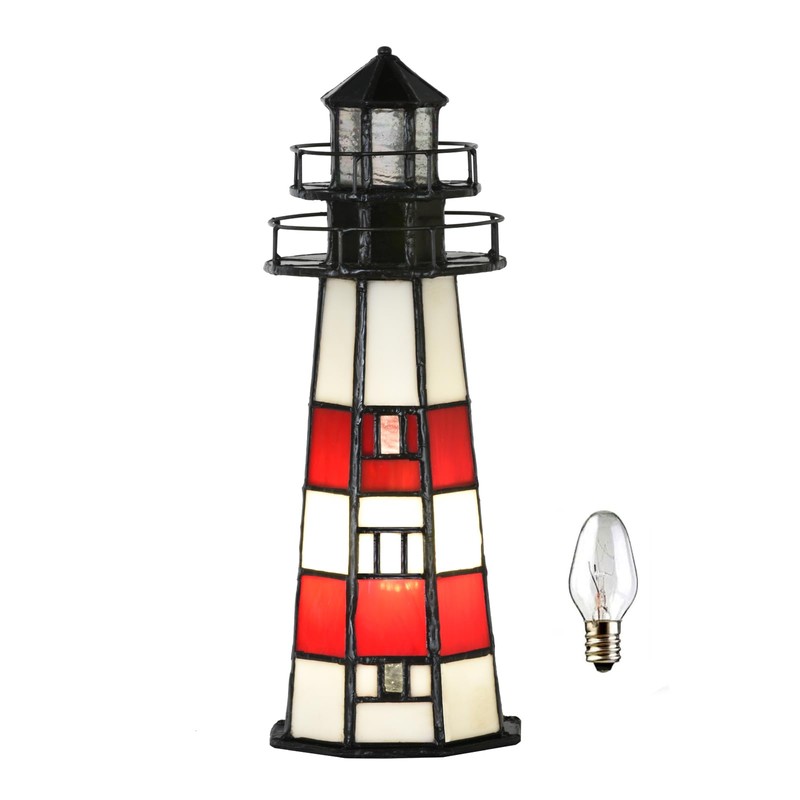 HomeBeauty A0016 Tiffany Lighthouse Lamp Stained Glass Accent Table lamp