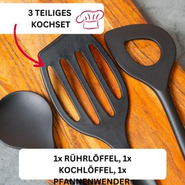 Westmark 203522E8 Cooking Set 3 Pieces 2 Spoons + 1 Spatula Gentle + Flonal Black