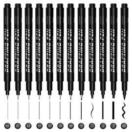 Keratobleem Calligraphy Pens, 12 Sizes, Black Calligraphy Set, Hand Lettering Pens, Lettering Pens Set, for Labelling, Beginners, Diary, Signature and Writing