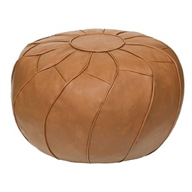 Thgonwid Unstuffed Pouf Cover - Round Foot Stool Ottoman - Storage Bean Bag Floor Chair - Luxury Leather Pouffe - Small Foot Rest for Living Room, Kids Room and Wedding (Brown)