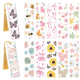 Luvsweeets UV DTF Bookmark Stickers - 24 Sheets Flower UV DTF Decals for Acrylic Bookmarks Butterfly UV DTF Wraps Bee Rub on Transfer Stickers DIY Blank Bookmarks Book Lover Gift