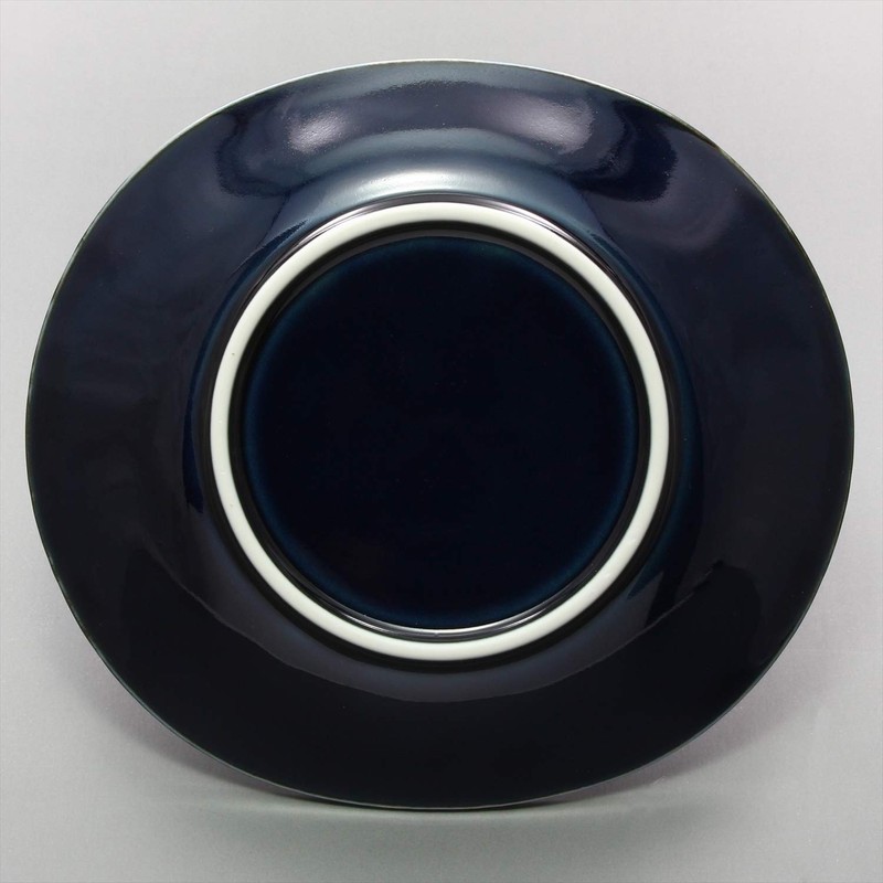 Mino Ware Oval Serving Plate, Fluffy, Navy Blue