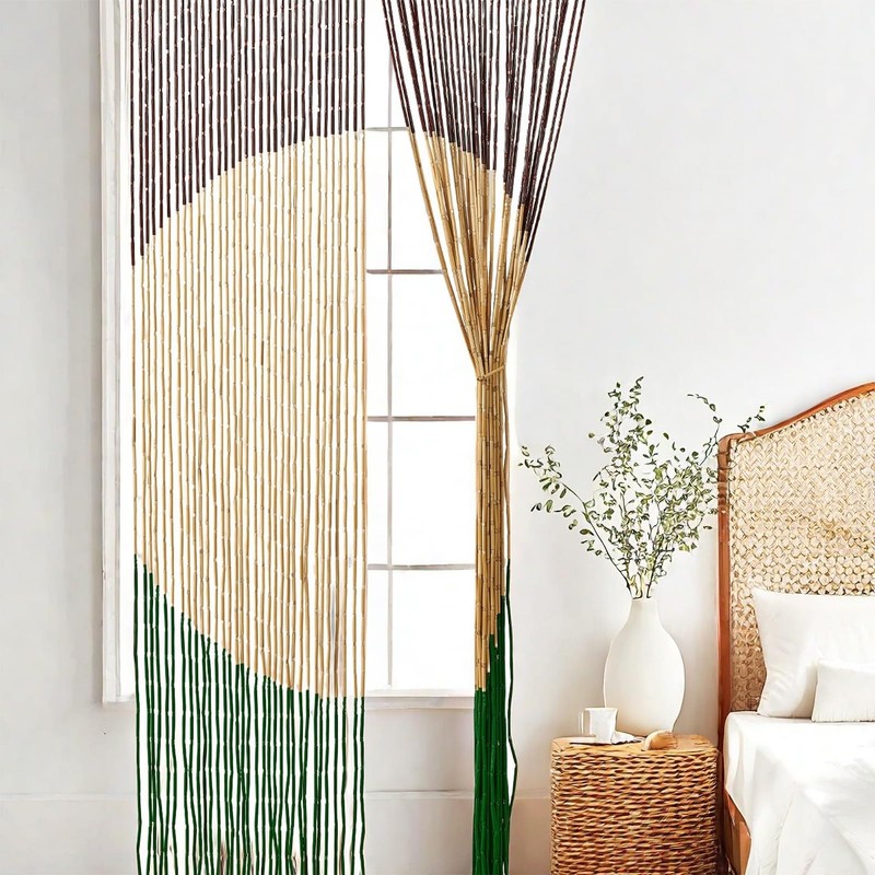 HYVAKUPPA Handmade Bamboo Beaded Curtain for Doorways 65 Strands 35.5"