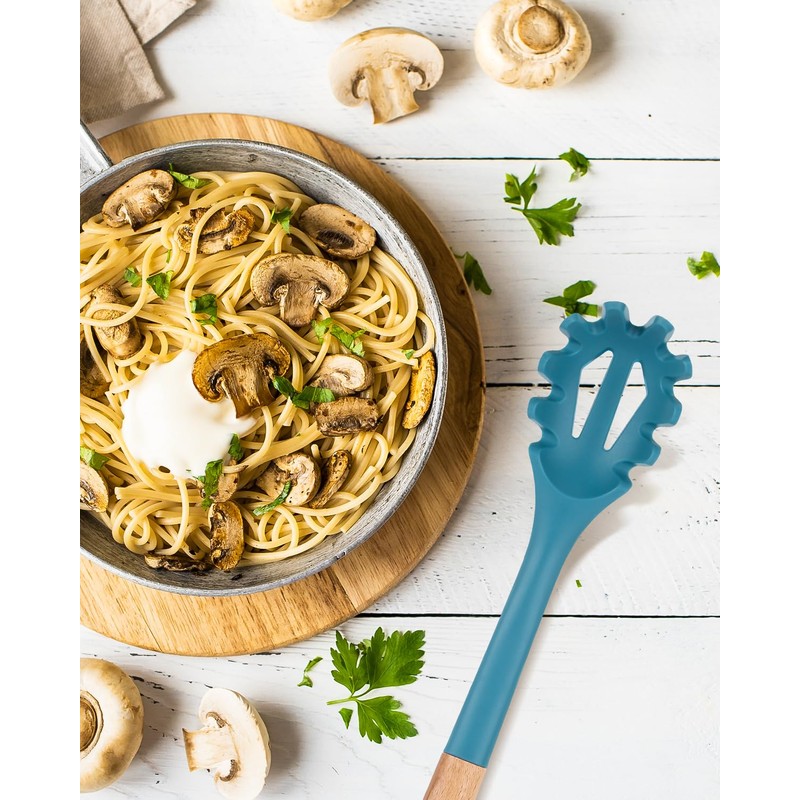 Silicone Pasta Fork, Kitchen Heat Resistant Noodle Spoon Server, BPA