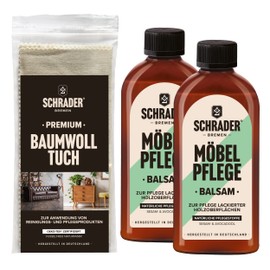 Schrader Furniture Care Set, Balm for Painted Wooden Furniture and Wooden Surfaces with Polishing Cloth, 3-Piece Set, Made in Germany