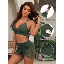 Blooming Jelly Womens High Wasited Bikini Sets Tummy Control Bathing Suit Modest Swim Suits 2025 (M, Army Green)