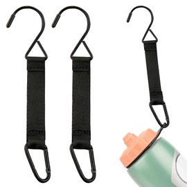 Linkidea 2 Pack Fence Hooks for Squeeze Sport Water Bottle, Compatible with Gatorade Plastic Squeeze 30oz/32oz, S Shaped Hook Hanger with Waterbottle Ring for Outdoor Sports Camping (Black)