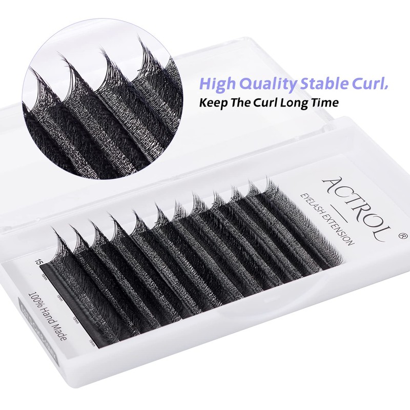 ACTROL W Eyelash Extensions 4D Volume 0.07D Curl 8-15mm Easy