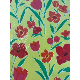 NOS 1980's Vtg floral Yellow Red Tulips Poppies Pink Colorful Gift Wrap Paper