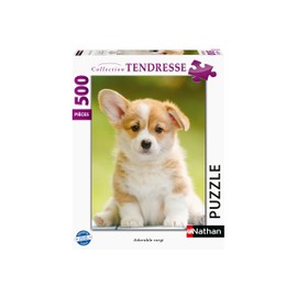 Nathan Puzzle 500 Pieces - Adorable Corgi - Adults and Children from 12 Years - Premium Puzzle - Perfect Integration - Tendresse Collection 12000961