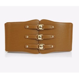 Diyafas Women's Elastic Dress Belt Wide Belt Women Waist Belt Corset, brown