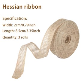 ZSRVAJ 3 Pcs Hessian Ribbon, Natural Burlap Jute Ribbon, Yellow, Rustic Tartan Gingham Pattern, Christmas & Wedding Occasion, 3 Items