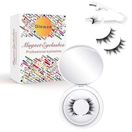 Glowze Magnetic Eyelashes, No Glue Double Sided Magnetic Eyelashes Reusable, Slim False Eyelash Kit with Applicator (Simple)