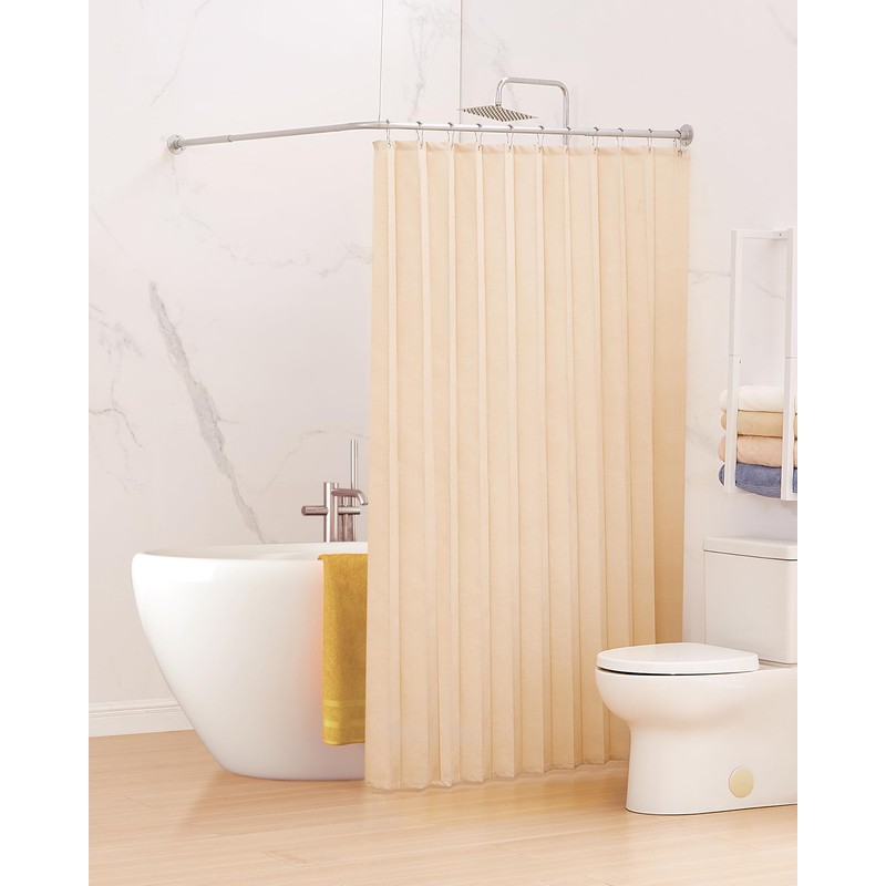 Crkmire Corner Shower Curtain Rod, Silver Gray [24"-53"] x [24"-53"]