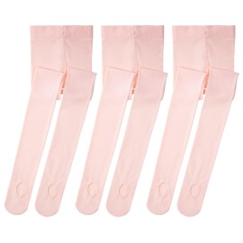 DAINAS Girls' Convertible Ballet Tights with Silicone Grips, 50D Ultra Soft Professional Transition Dance Tights for Ballet （White-11-13）