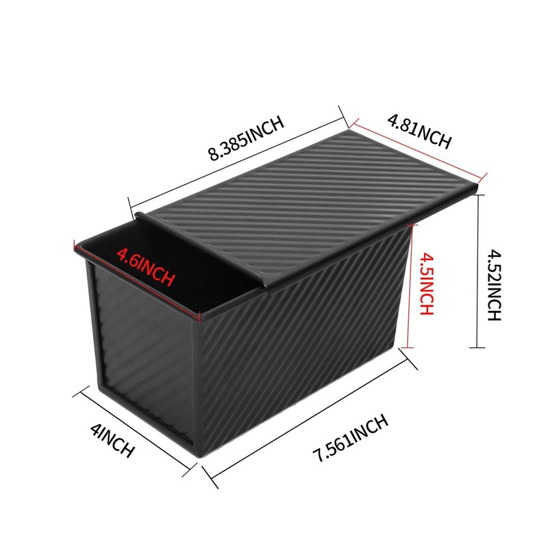 CHEFMADE Pullman Loaf Pan with Lid 2 Pcs, 1Lb Dough