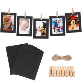 DOITOOL Wall Hanging Decoration 30Pcs Paper Picture Frame, DIY Photo Frame Cardboard Hanging Kit with String and Clips for Home Decor (Black, 13.2x9.6cm) Home Decoration