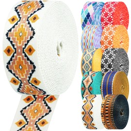 Correa de nailon impresa de 1.5 pulgadas, correa de nailon multicolor, correa de cinta resistente para bolsas de mochila, cinturón de seguridad, costura, manualidades y suministros de proyectos (A3