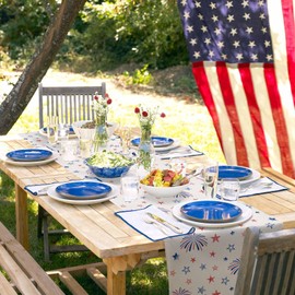 4th of July Table Runner American Flag Independence Day Table Runners Patriotic Stars Fireworks Table Decor Seasonal Kitchen Dining Table Decoration Holiday Party Decor 13x72 Inch