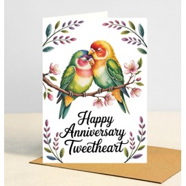 CooMood88 Happy Anniversary Tweetheart Card, Cute Lovebirds Pun Greeting, Funny Bird,Themed Anniversary Card For Couples, Husband, Wife Or Romantic Partners
