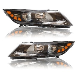DuYouG For 2011 2012 2013 Kia Optima Halogen Headlights Assembly Driver and Passenger Side Headlamps Replacement Chrome Housing Clear Lens 12V