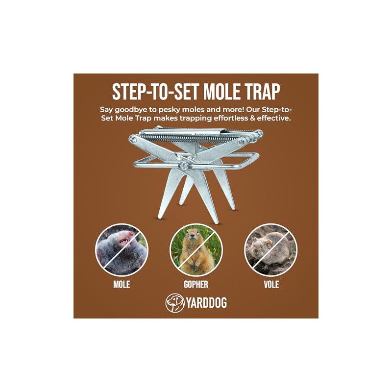 YARDDOG Mole Scissor Trap, Step-to-Set Ground Trap, Easy-to-Use Scissor Style