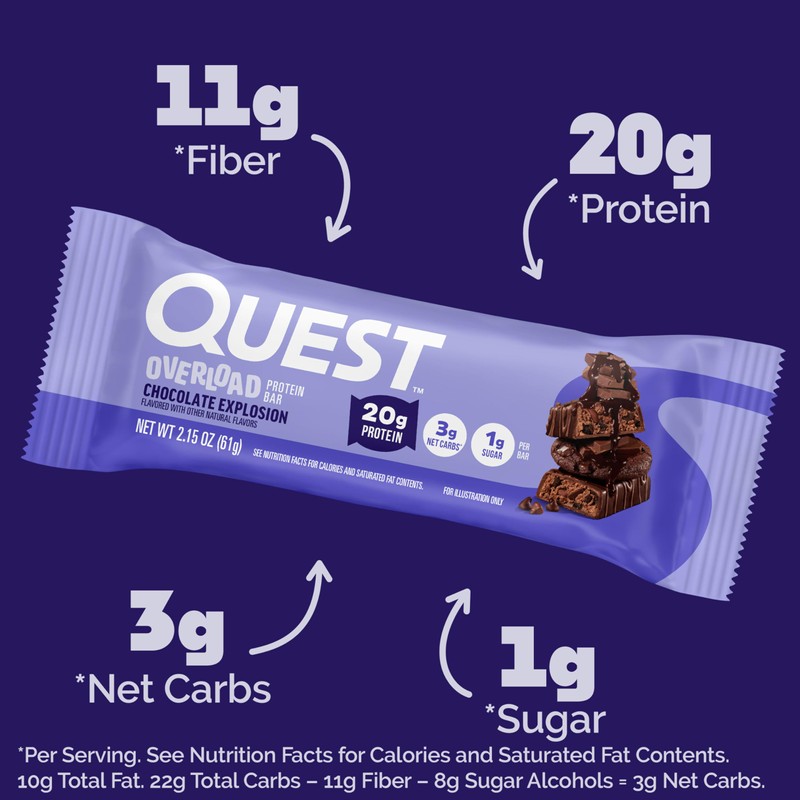 Quest Nutrition Quest Nutrition Overload Protein Bars, Chocolate Explosion, 20g