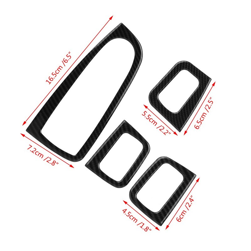 KIMISS 4 Pieces Car ABS Carbon Window Switch Button Cover