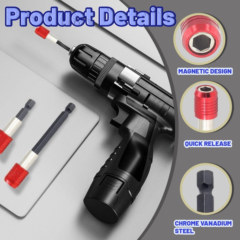 3 Piece Bit Holder for Impact Driver, Drill Extension Bit