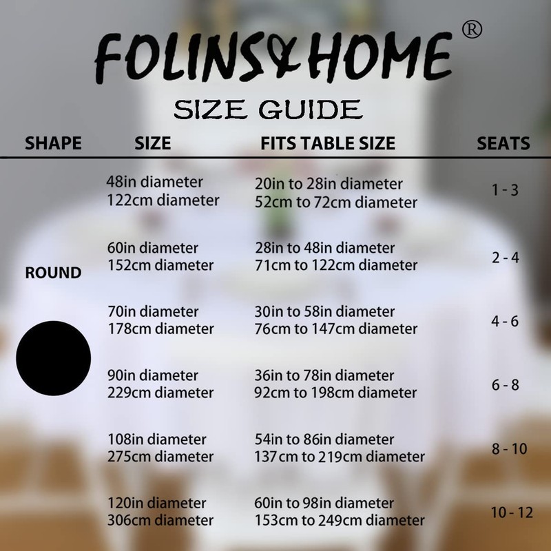 FOLINS&HOME - Mantel redondo blanco de 48 pulgadas, impermeable, resistente