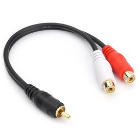 RCA (M) to 2 RCA (F) Stereo Audio Y Adapter Subwoofer Cable (24k Gold Plated) 1 Male to 2 Female Y Splitter Connectors Extension Cord (20CM/0.5FT)