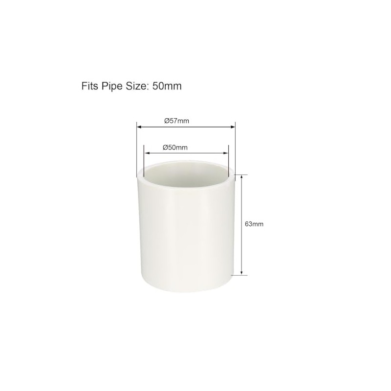 sourcing map 50mm Straight PVC Pipe Fitting Coupling Adapter Connector