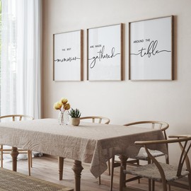 Houmury Set of 3 Framed Wall Art Memories Around the Table Farmhouse Wall Decor 11”x14” Kitchen Wall Decor for Dining Room Decor Wood Signs (Brown, 11 * 14")