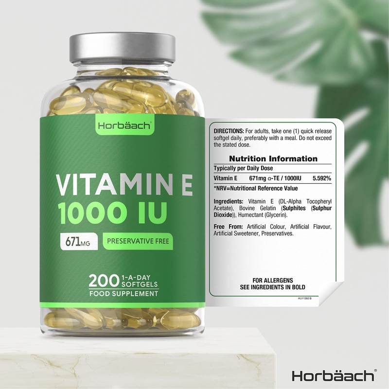 Vitamin E Oil Capsules | 1000iu Strength | 200 Softgels