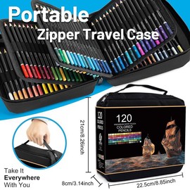 Colored Pencil Set with Storage Case, 120pcs/set Professional Art Pencil with 3 Counts Sketch Book, Soft Core Drawing Pencil Set for Advanced Artists & Hobbyists
