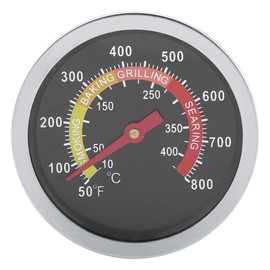 BBQ Thermometer Stainless Steel 10-400°C with Large Dial Analogue Lid Thermometer for Gas Grill, Smoker & Oven, Heat Resistant for Outdoor Cooking, BBQ Grilling, Smoking Cooking