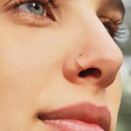 Longita Fake Nose Ring Fake Nose Piercing Fake Double Nose Ring Hoop Fake Nose Rings Hoop Clip on Nose Ring Faux Nose Rings for Women Fake Lip Ring Small Fake Helix Earrings Hoop Fake Nose Hoop