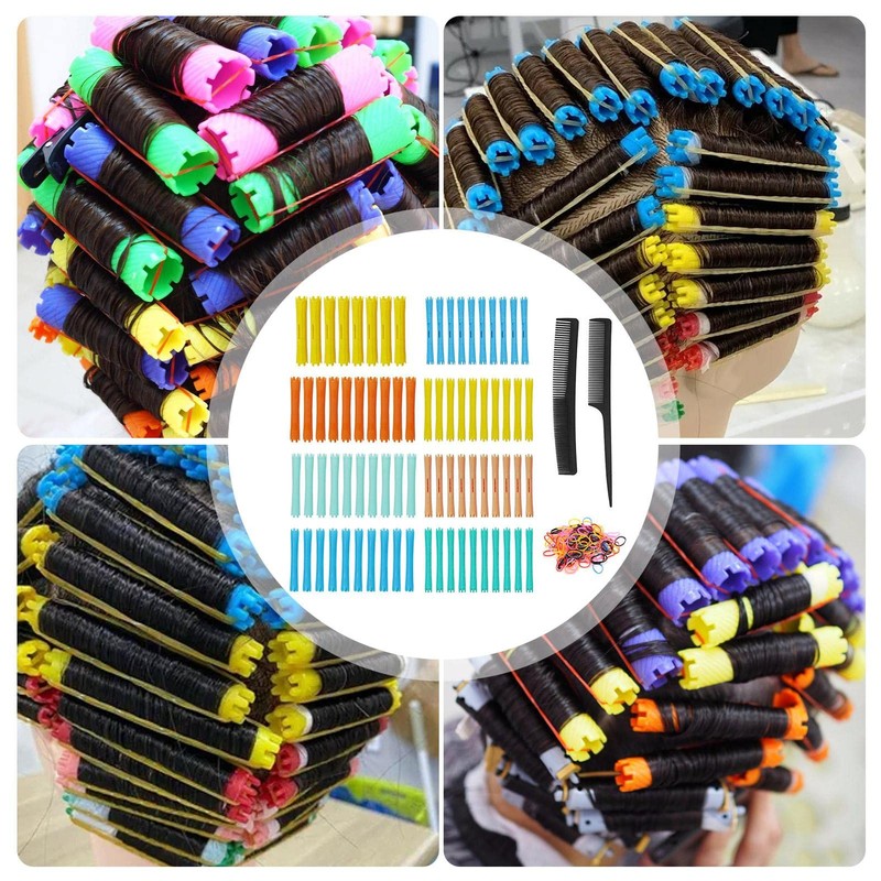 Hair Roller, Flexible Curling Rod Set with Comb, 8 Different