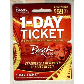 BUSCH GARDENS New Breed of Speed, Cheetah 2011 Admission Card ( $0 - Expired )