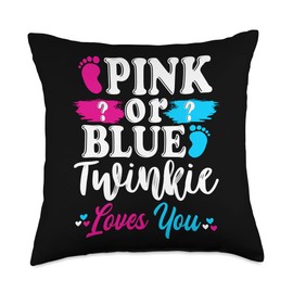 Cute Gender Reveal Baby Pink Or Blue Twinkie Loves You Throw Pillow