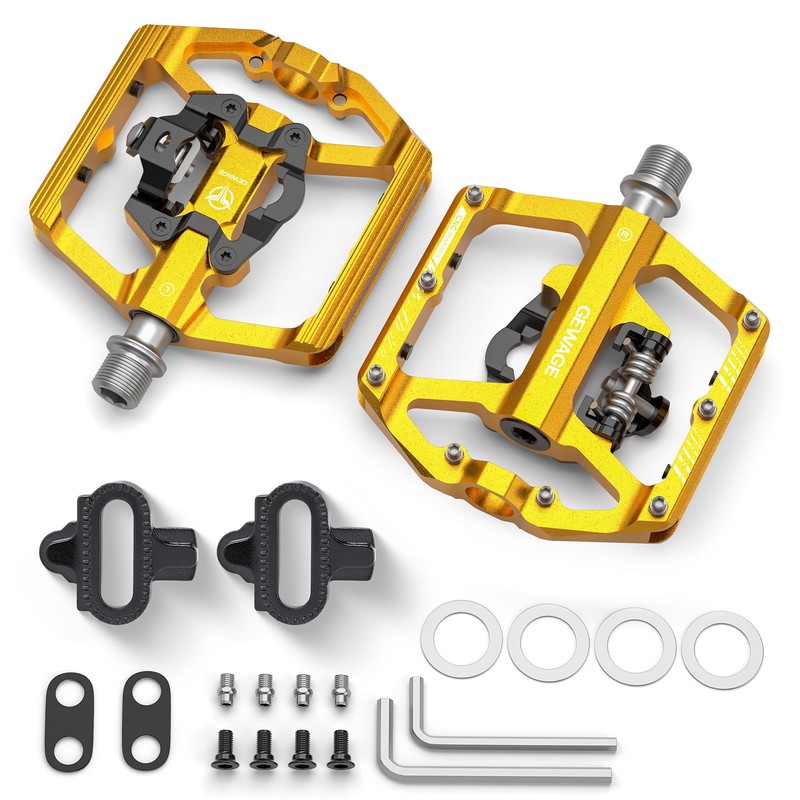 GEWAGE Bicycle Pedals, Flat Double Function and SPD Pedal with